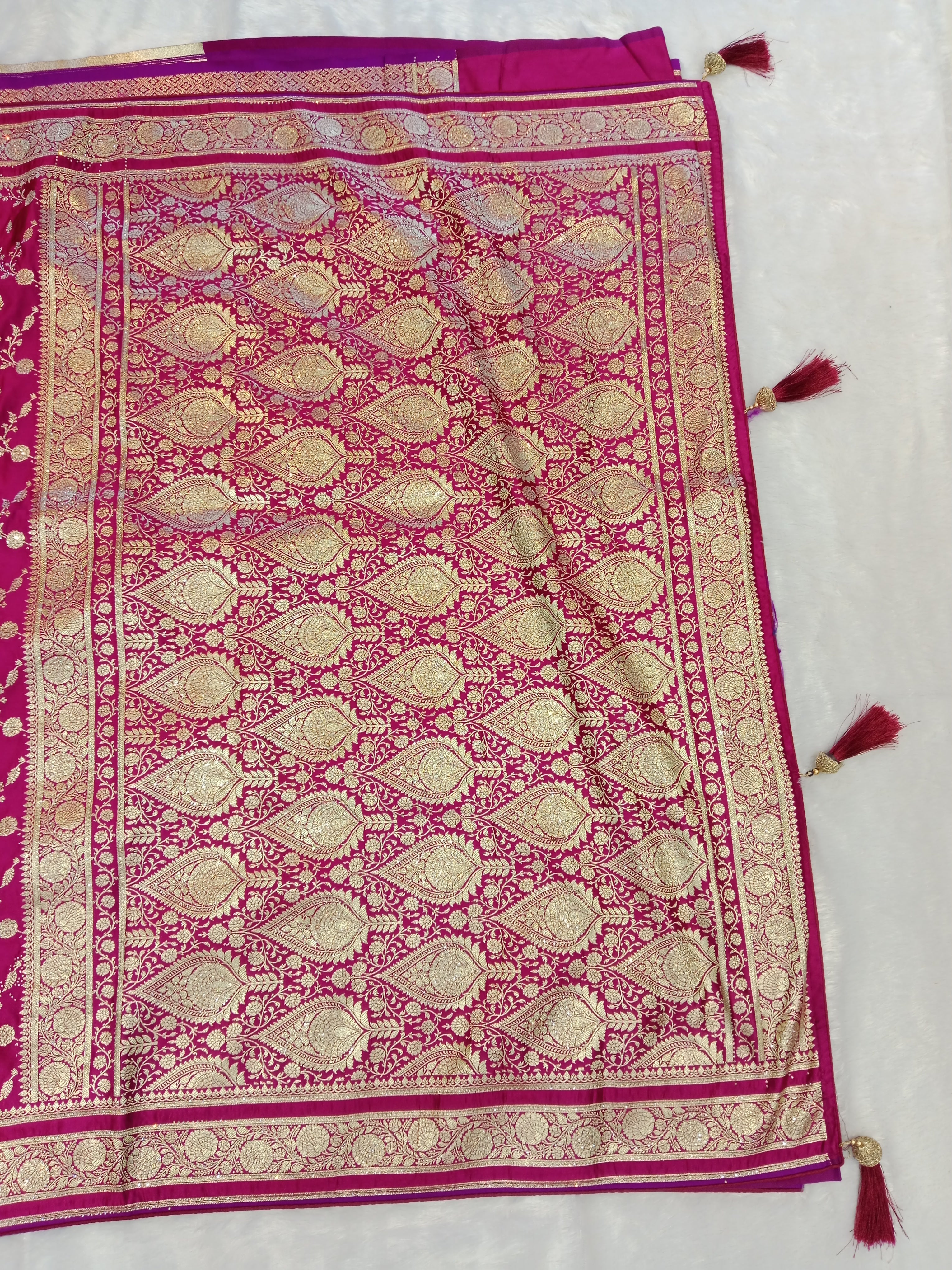 RANI PINK BANARASI SILK SAREE WITH GOLD ZARI JAAL