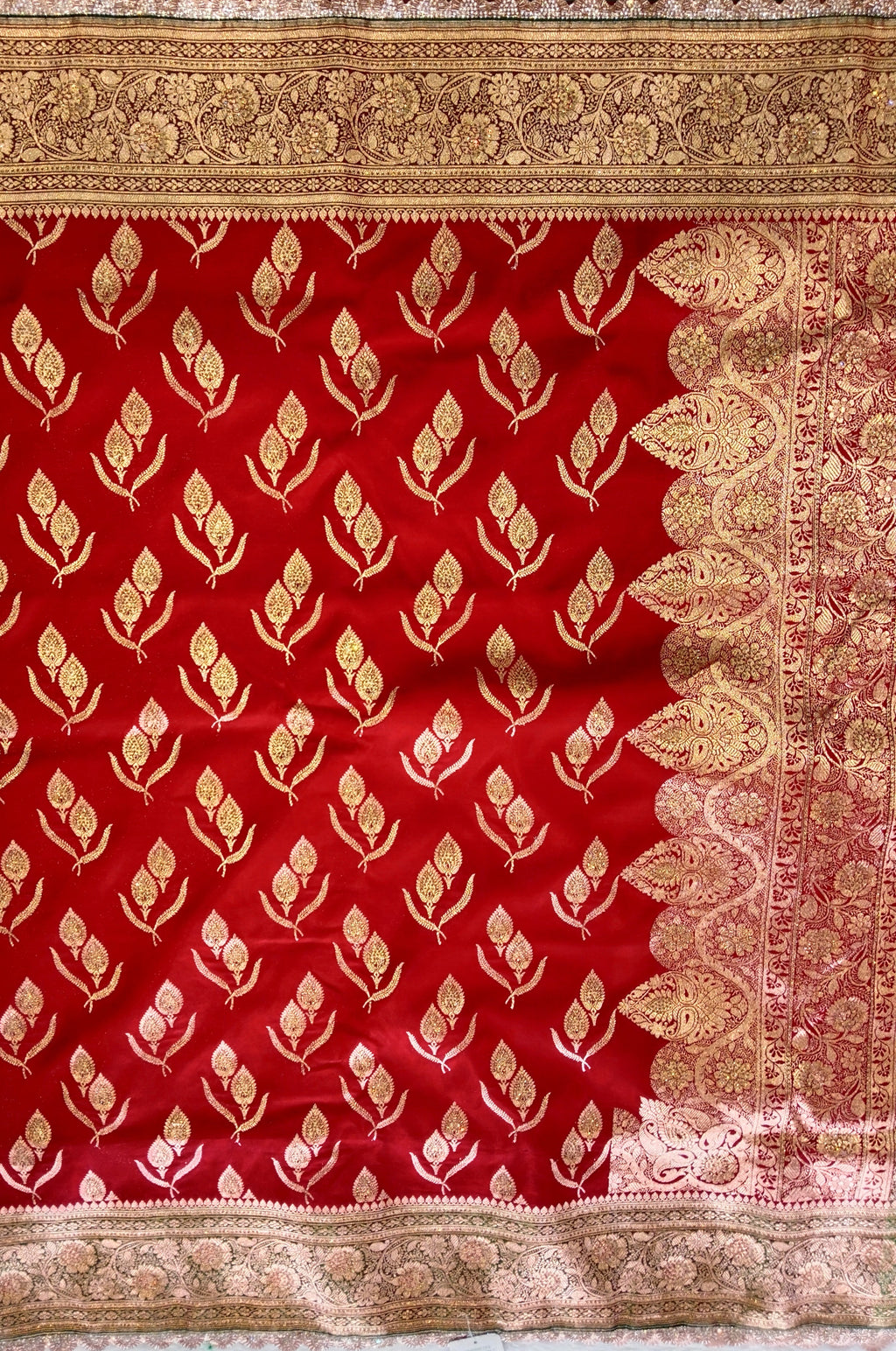 LAAL MEHENDI GREEN KANCHIPURAM SILK SAREE