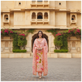 BLUSH PEACH CREPE KURTI SET