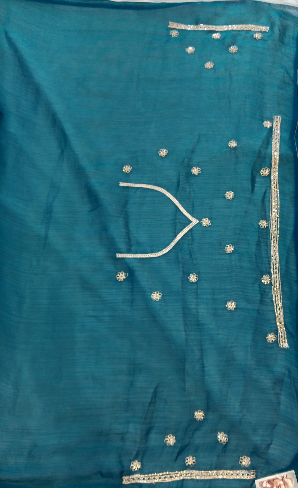 TEAL BLUE EMBROIDERED SAREE