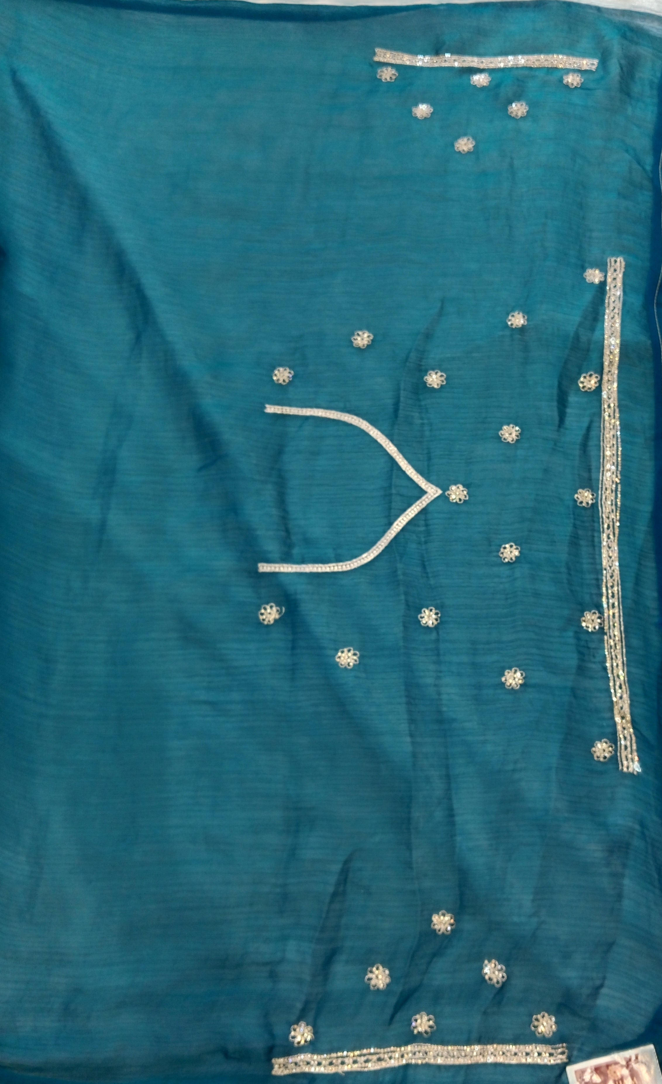TEAL BLUE EMBROIDERED SAREE