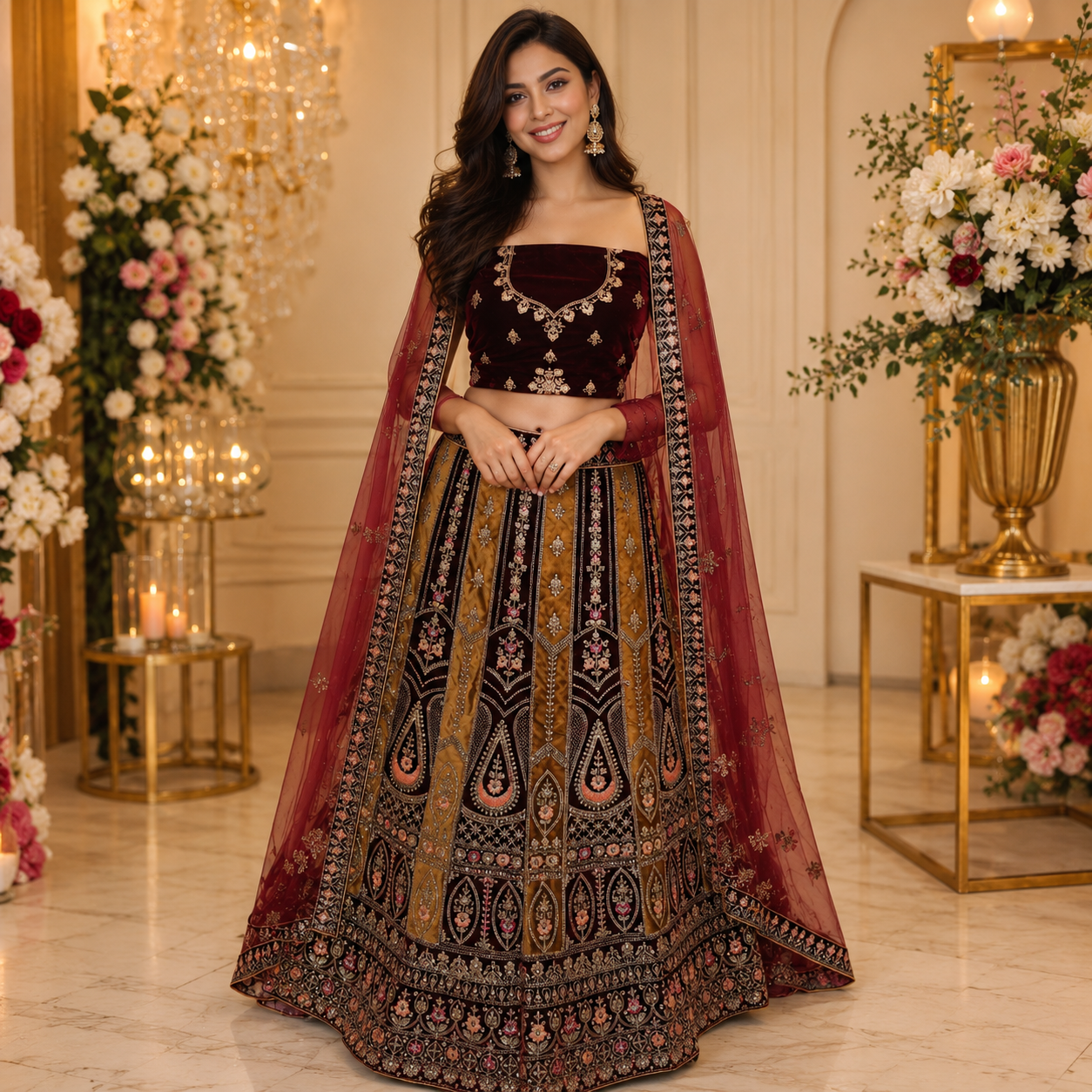 DEEP WINE RAJWADA LEHENGA