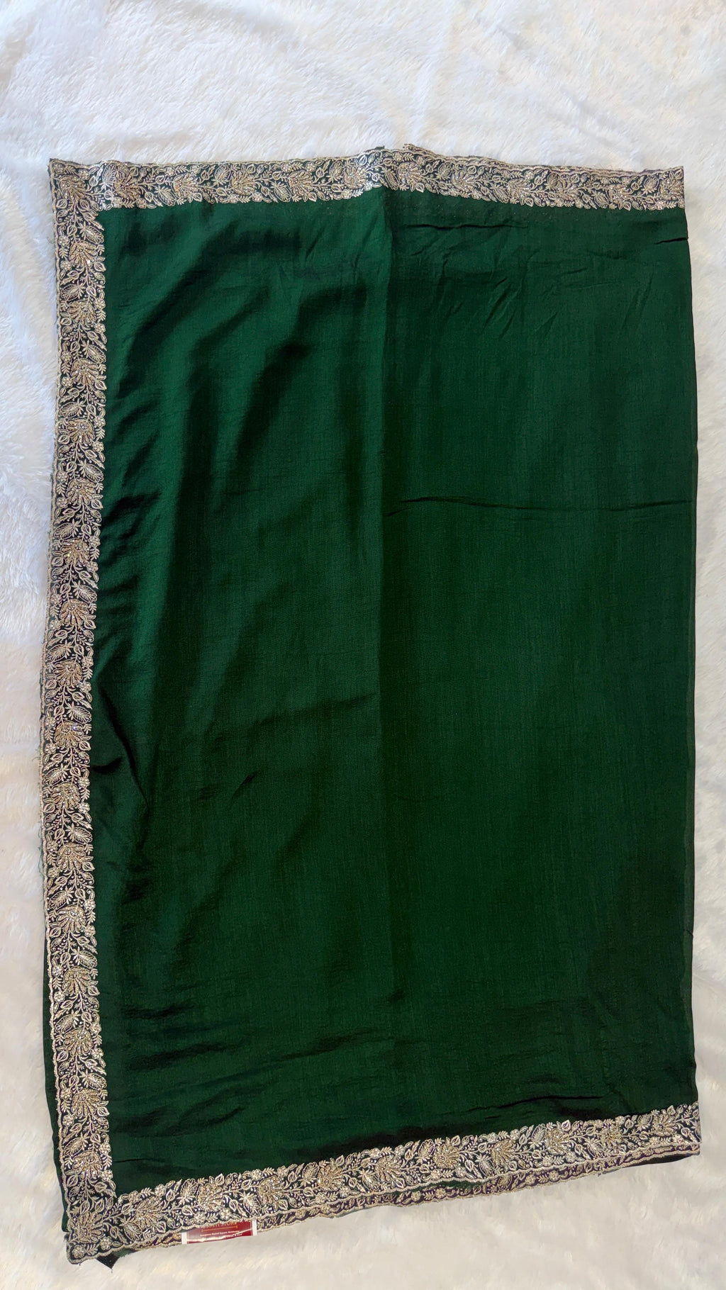 EMERALD GREEN SILK SAREE WITH HEAVY GOLD ZARI BORDER