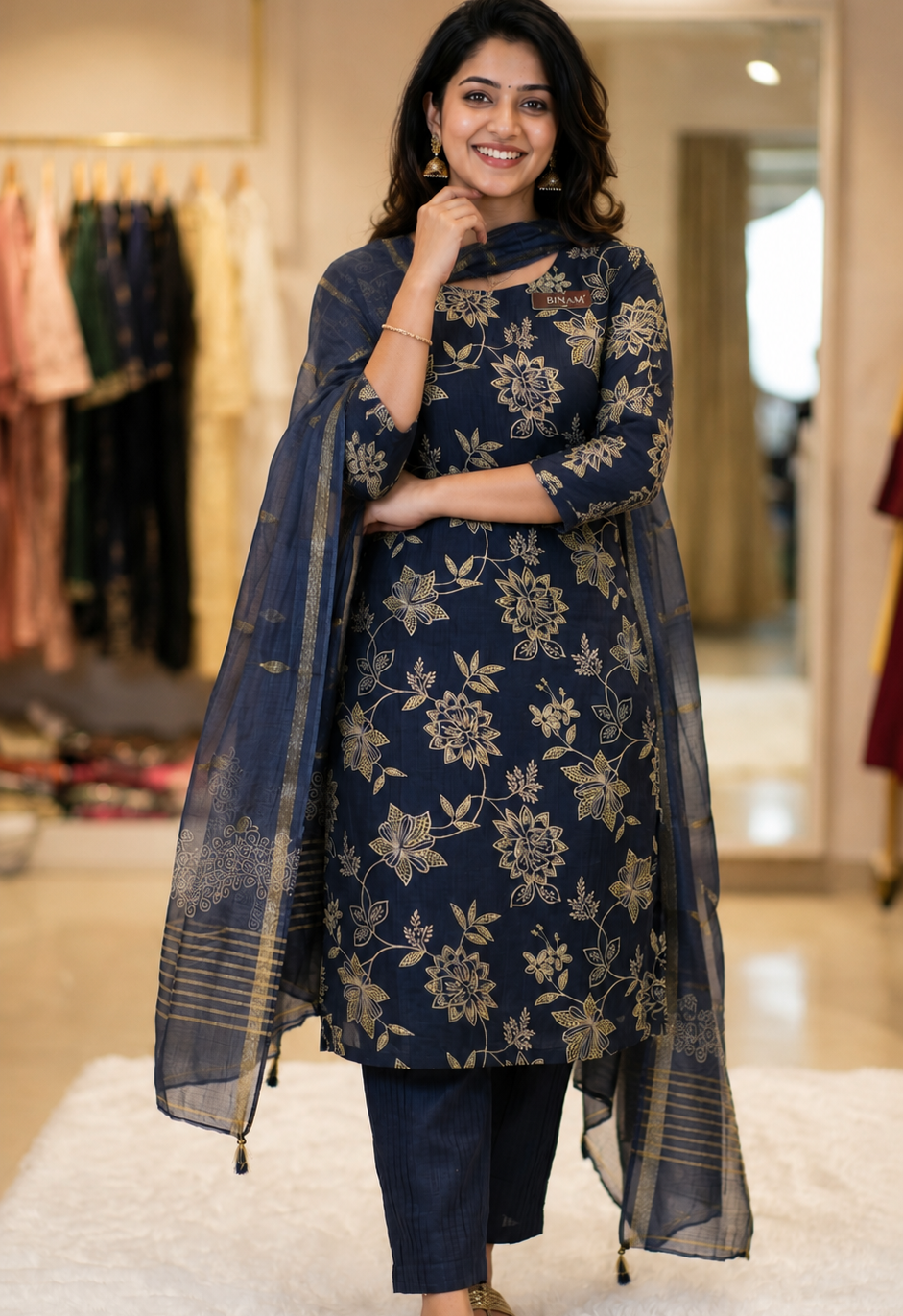 NAVY BLUE KURTI SET