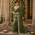 BOTTLE GREEN SAREE