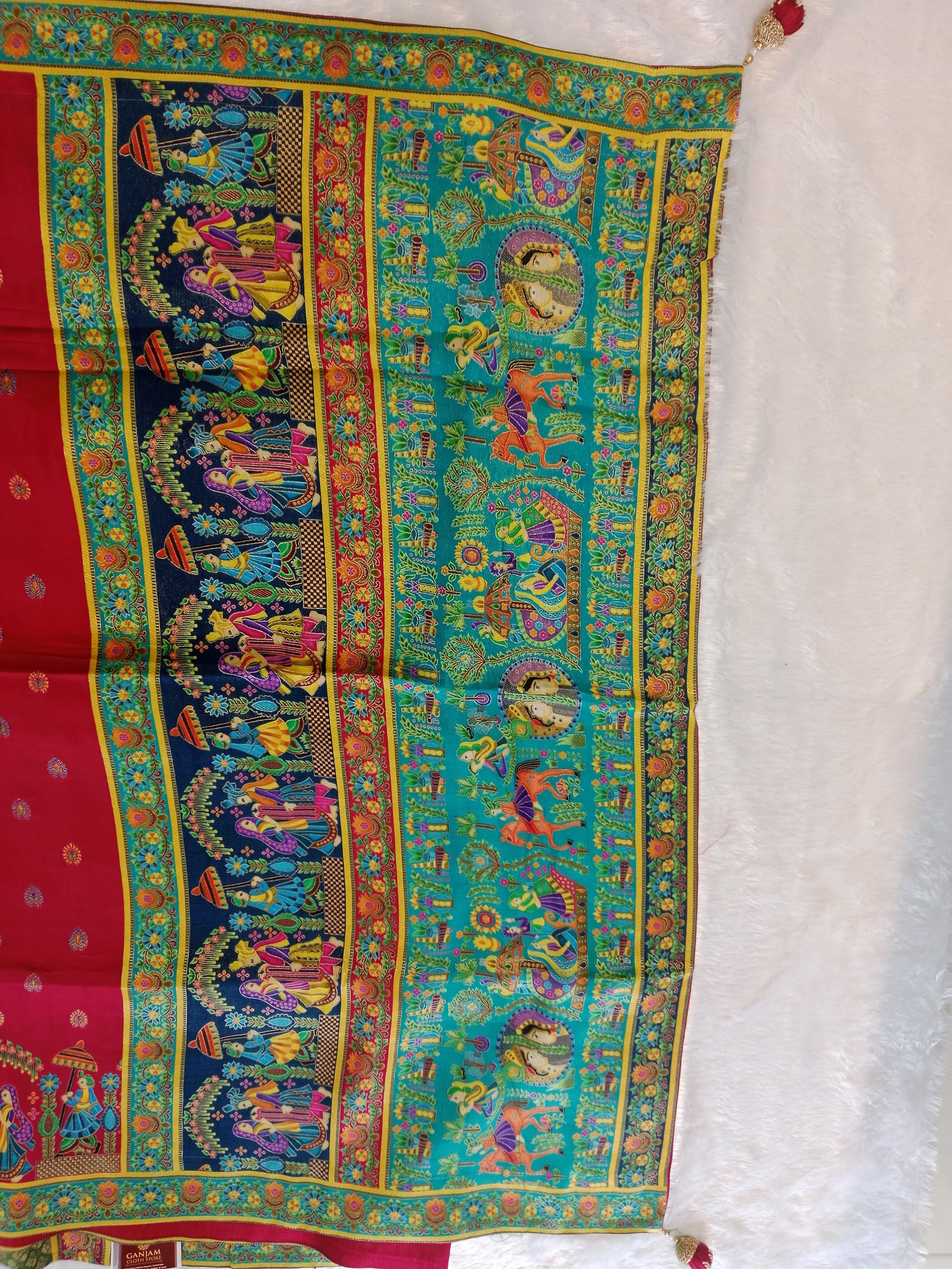 HOT PINK  TURQUOISE BANARASI SILK SAREE