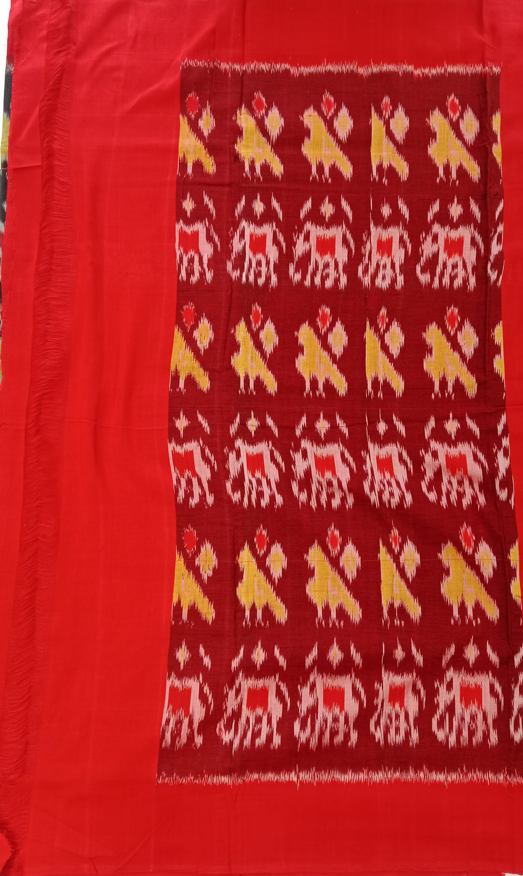 Red Mix Black With Yellow Boota Pure Sambalpuri Handloom Cotton Saree