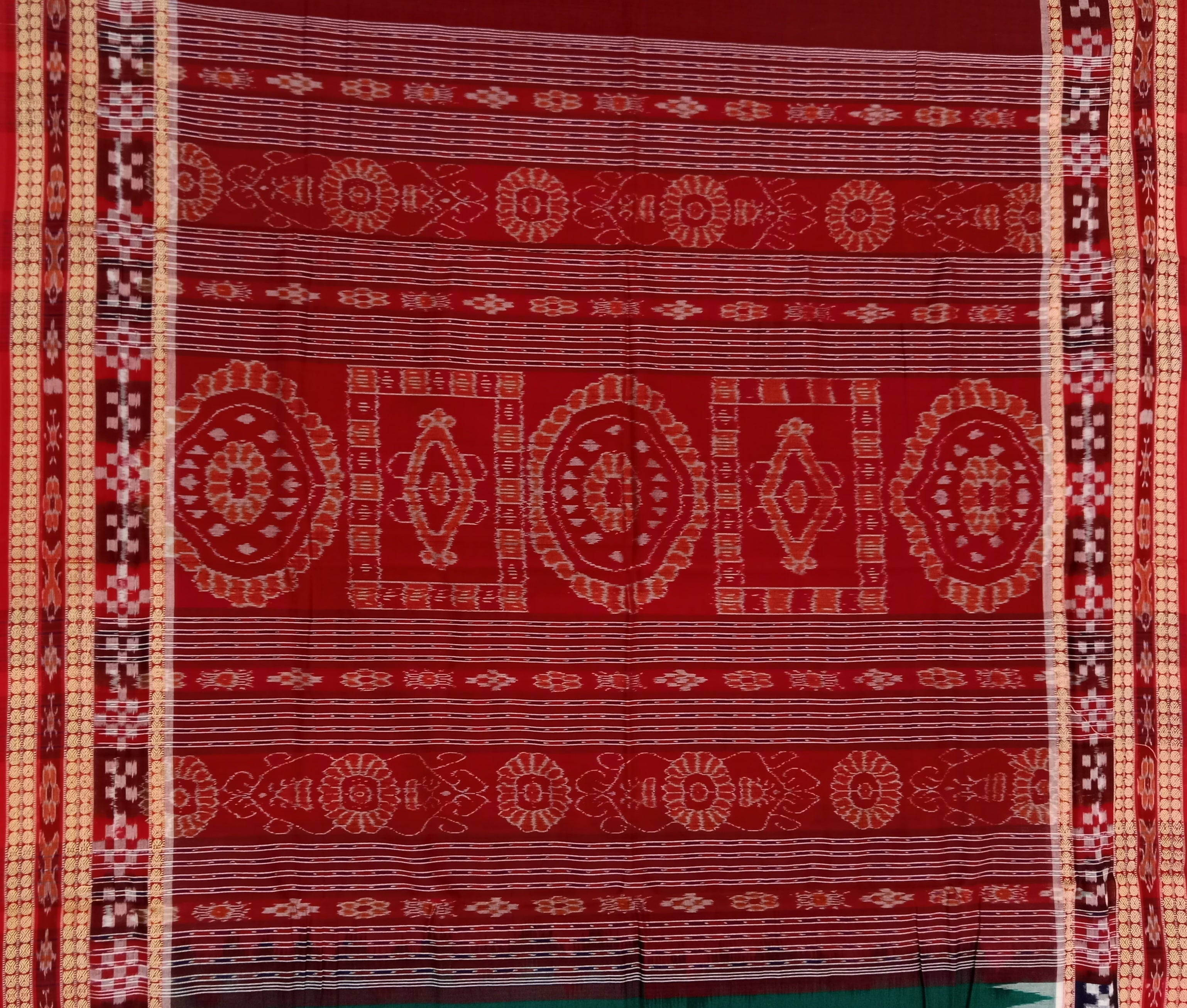 BOTTLE GREEN SAMBALPURI HANDLOOM COTTON SAREE