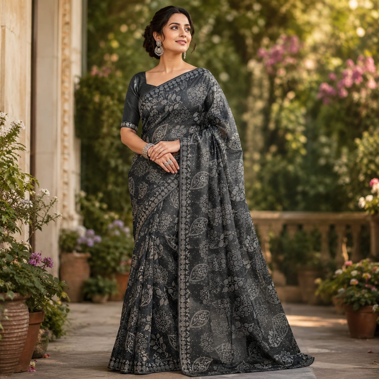 CHARCOAL GREY SAREE