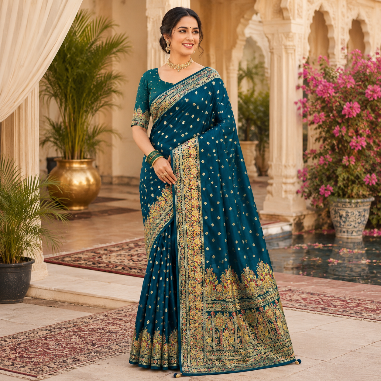 PEACOCK TEAL BANARASI SILK SAREE