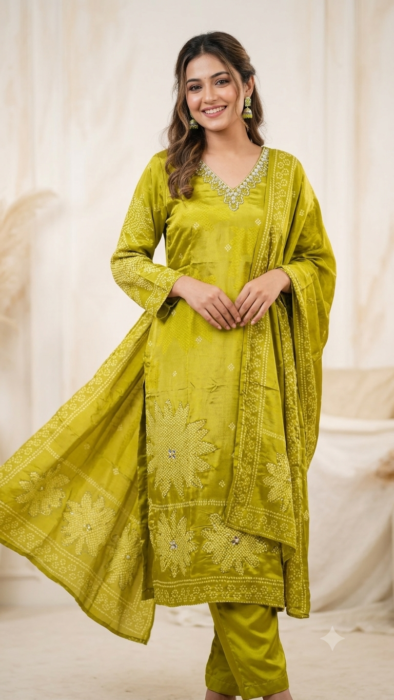 Shimmer Green Kurti Set