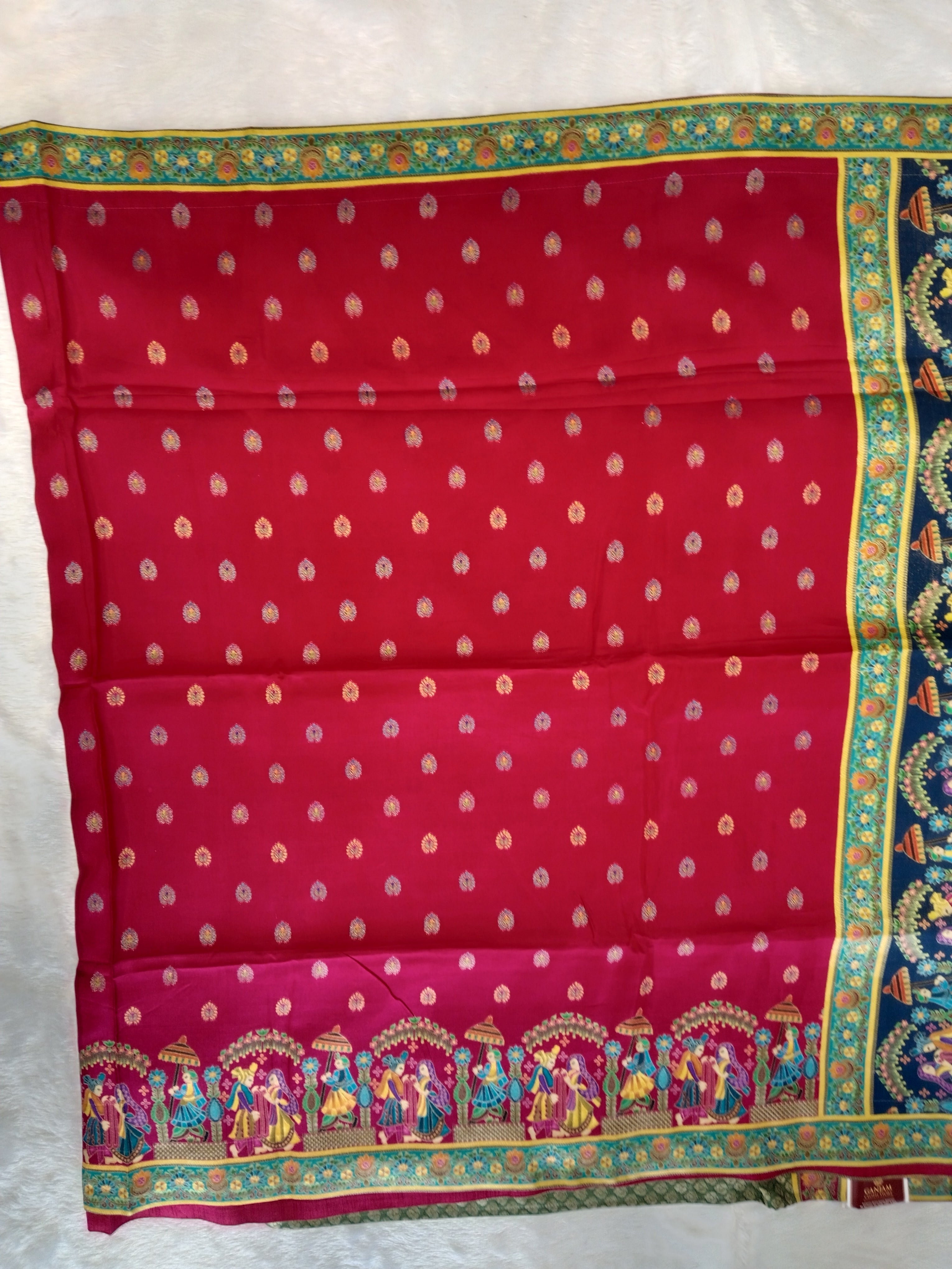 HOT PINK  TURQUOISE BANARASI SILK SAREE