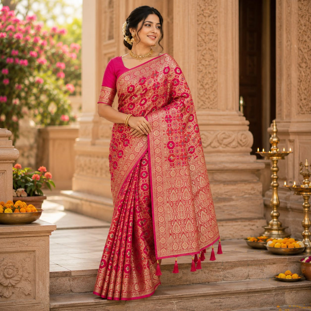 RANI PINK PATOLA STYLE BANARASI SILK SAREE