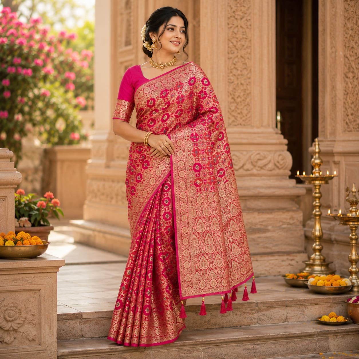 RANI PINK PATOLA STYLE BANARASI SILK SAREE