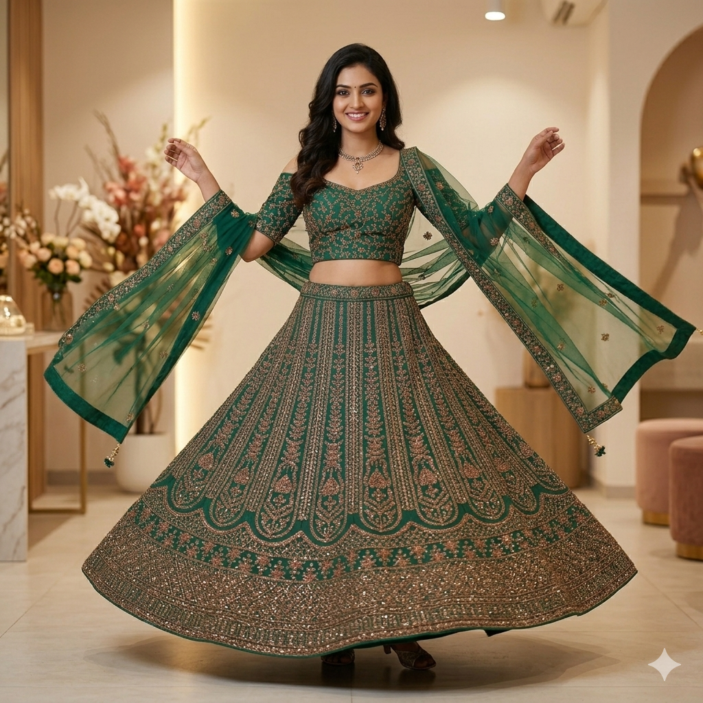 EMERALD GREEN LEHENGA