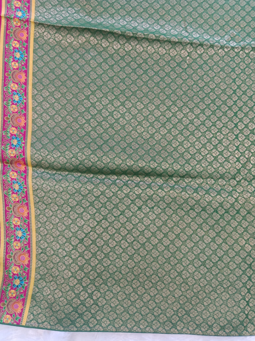 HOT PINK  TURQUOISE BANARASI SILK SAREE