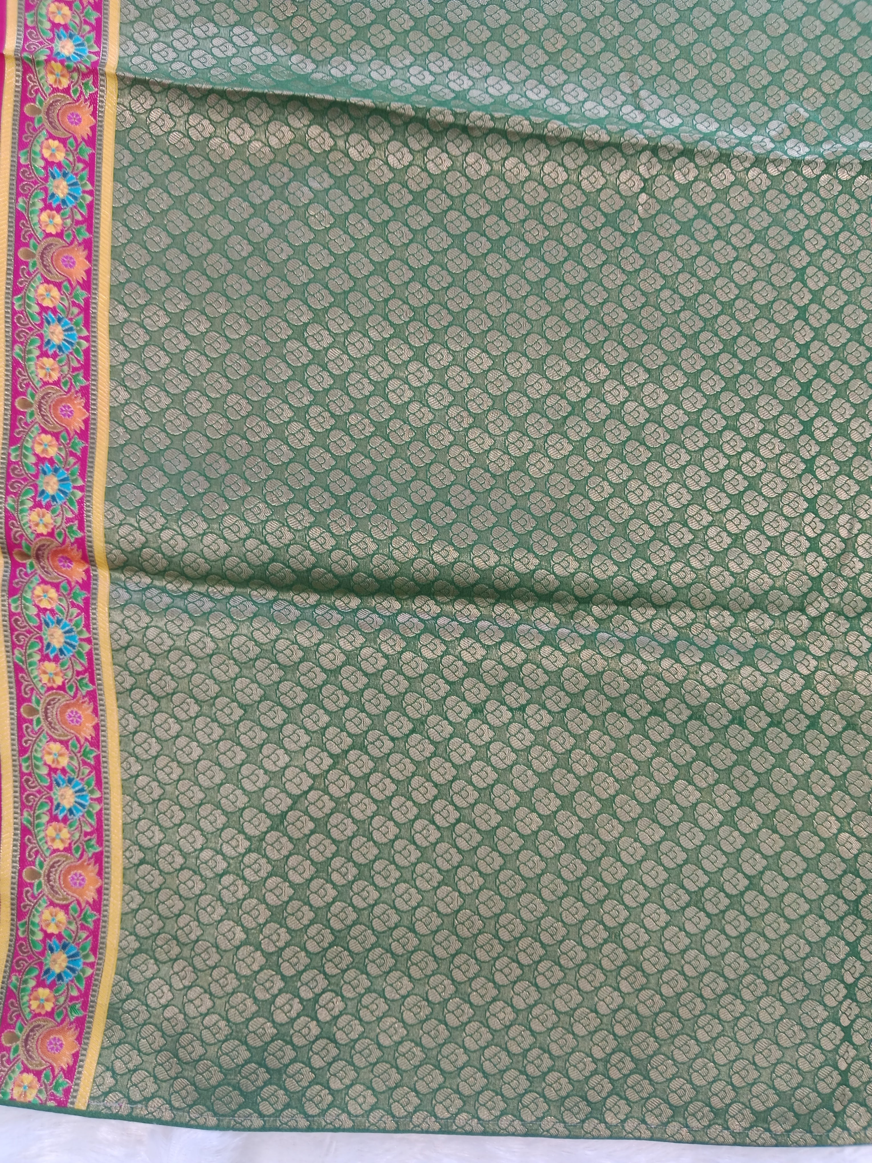 HOT PINK  TURQUOISE BANARASI SILK SAREE