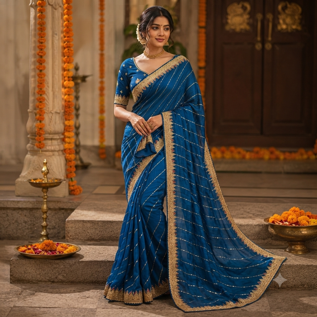 PEACOCK BLUE SAREE