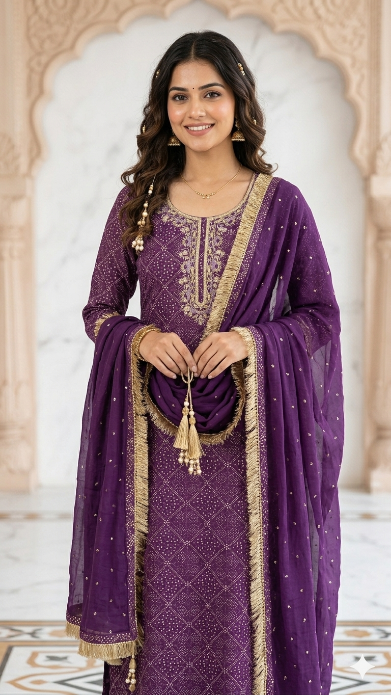 MAGENTA PURPLE EMBROIDERED DRESS MATERIAL