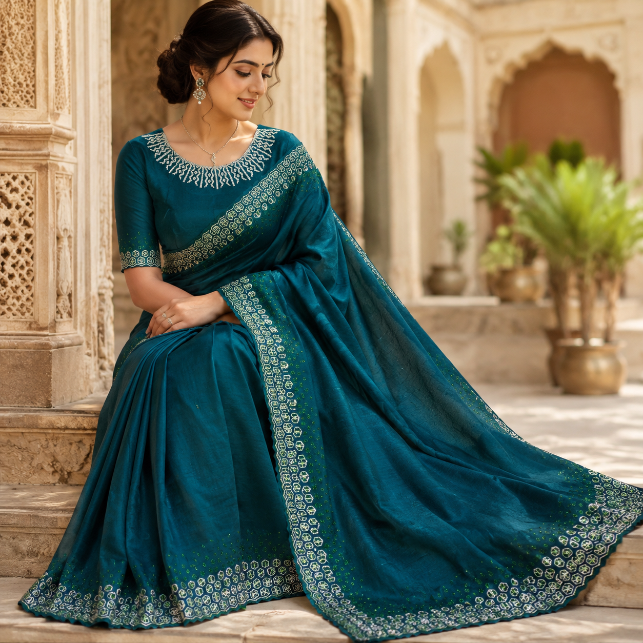TEAL GEORGETTE SAREE