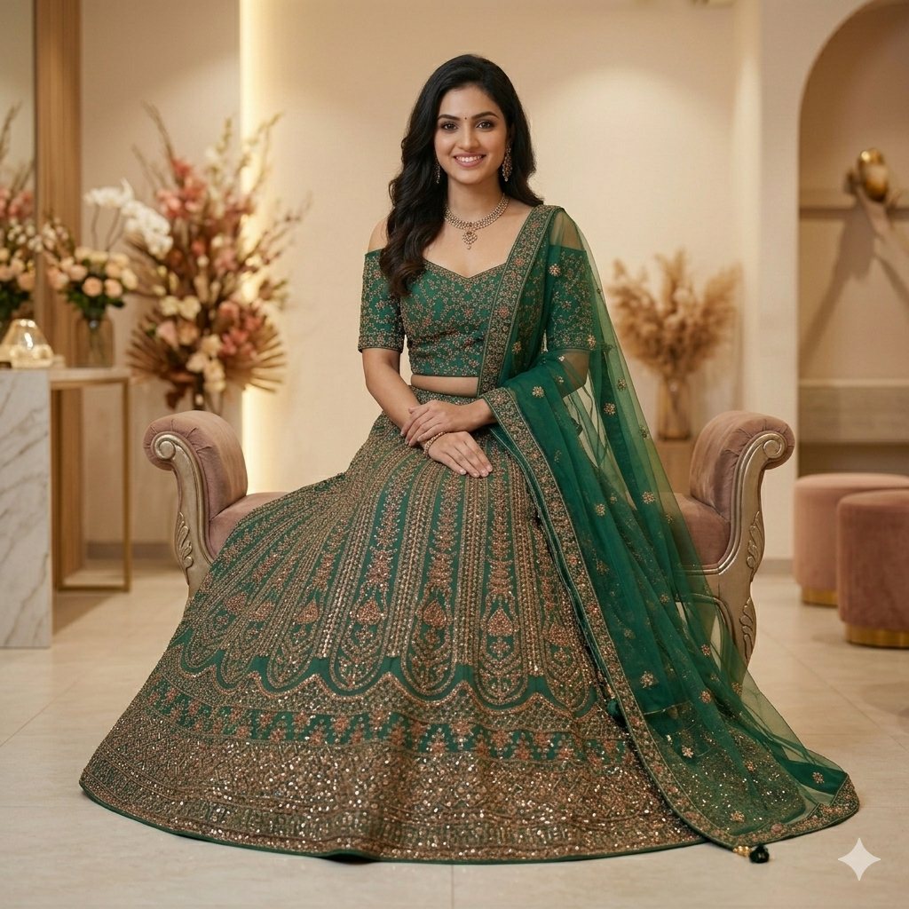 EMERALD GREEN LEHENGA