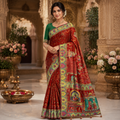 SINDOORI RED  MULTICOLOUR BANARASI SILK SAREE