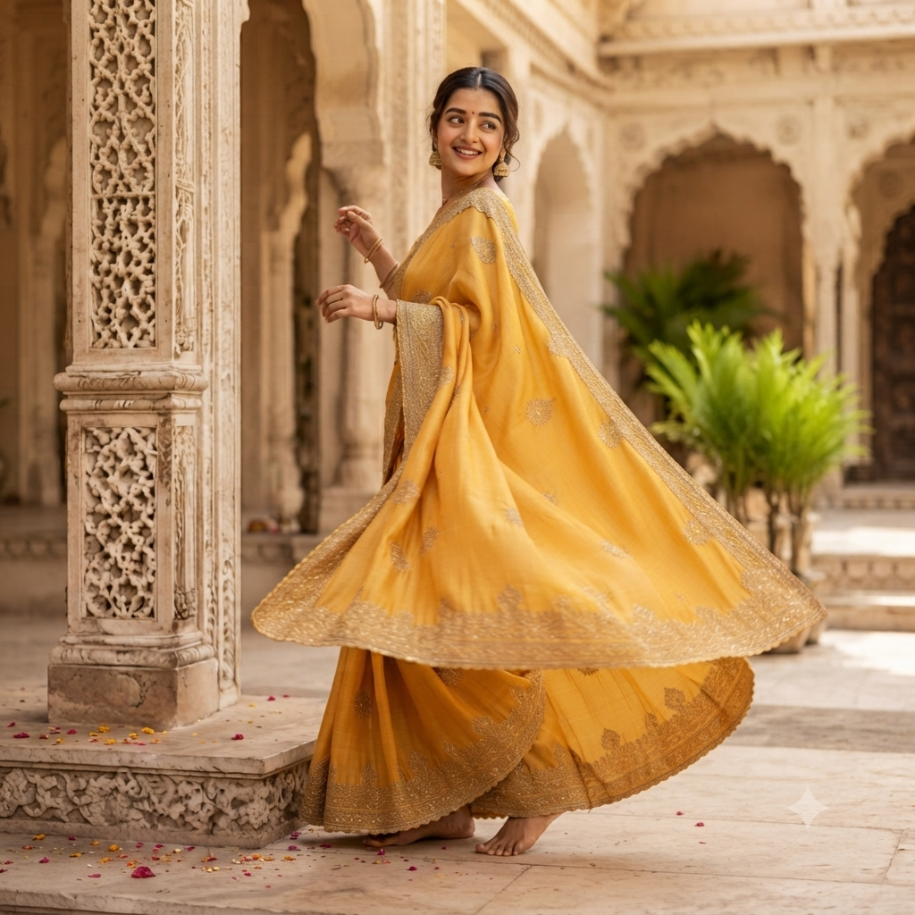 YELLOW FANCY SAREE