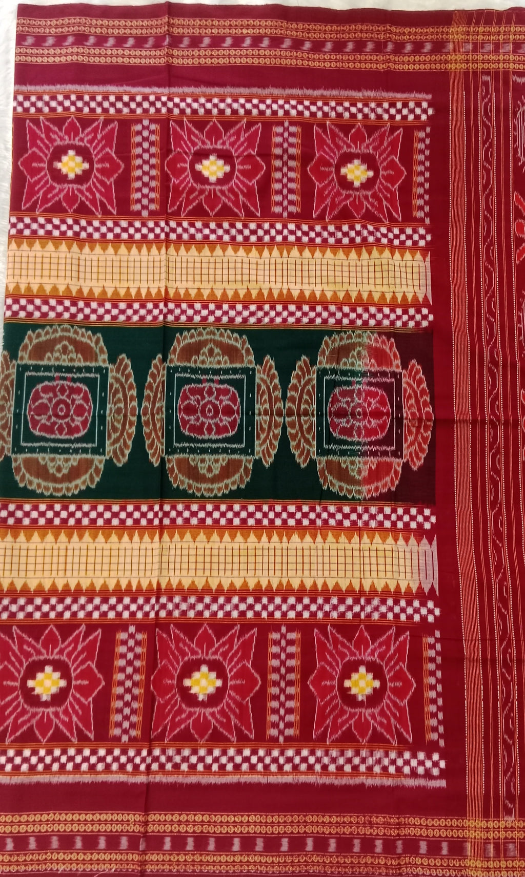 MAROON SAMBALPURI HANDLOOM COTTON SAREE