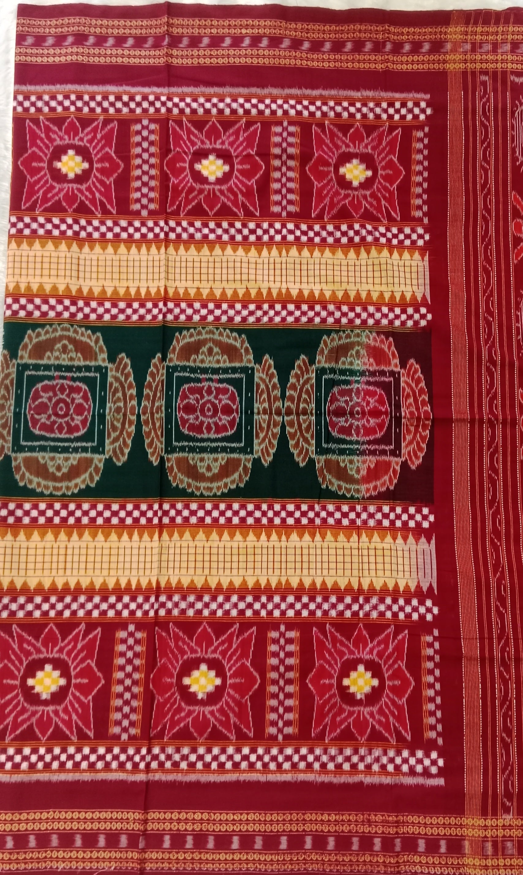 MAROON SAMBALPURI HANDLOOM COTTON SAREE