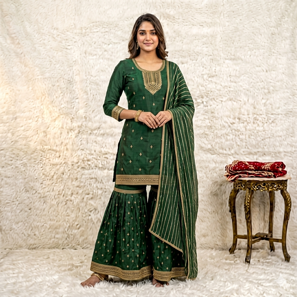 FOREST GREEN RAGINI SHARARA