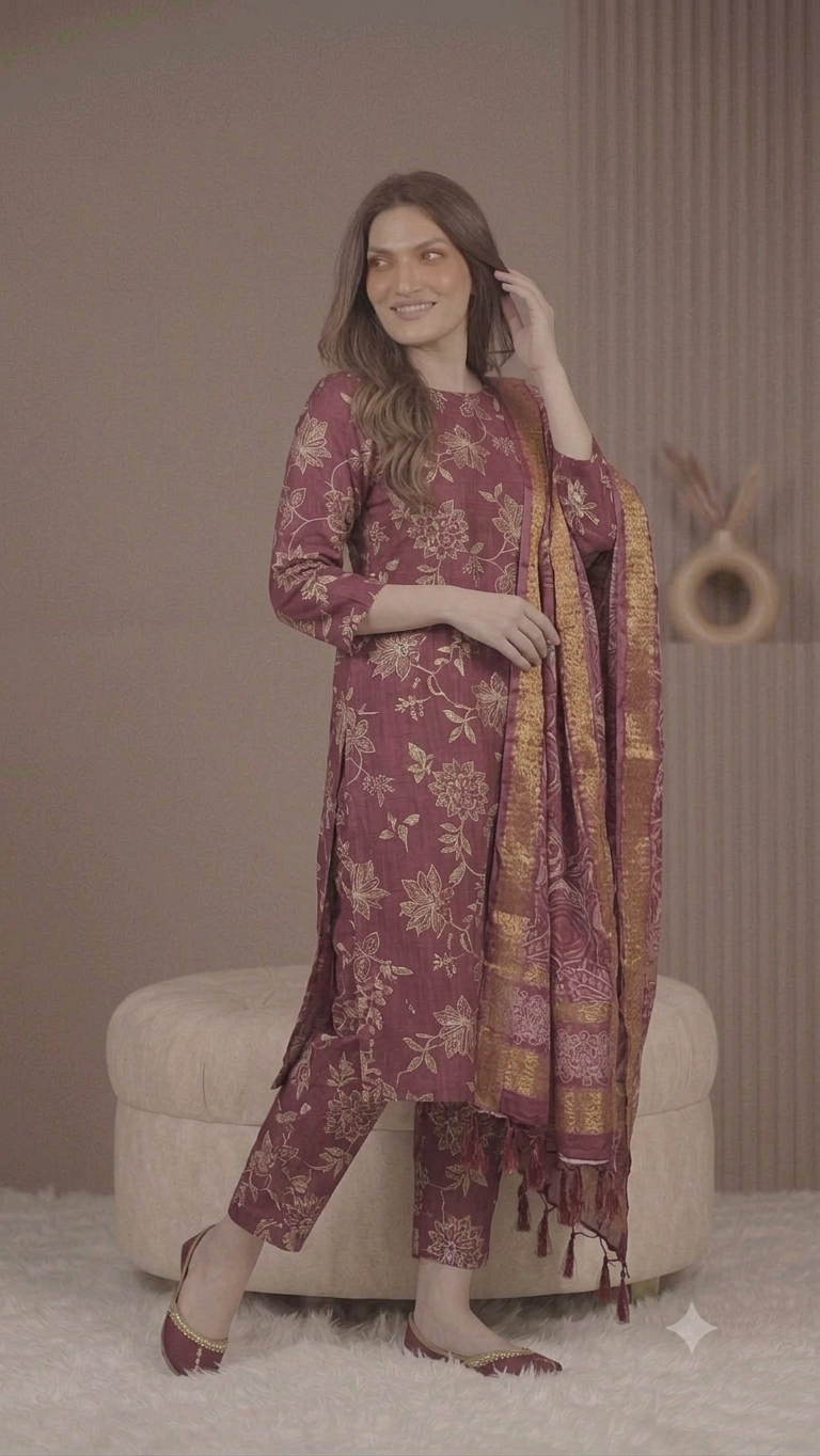 REACH MAROON KURTI SET