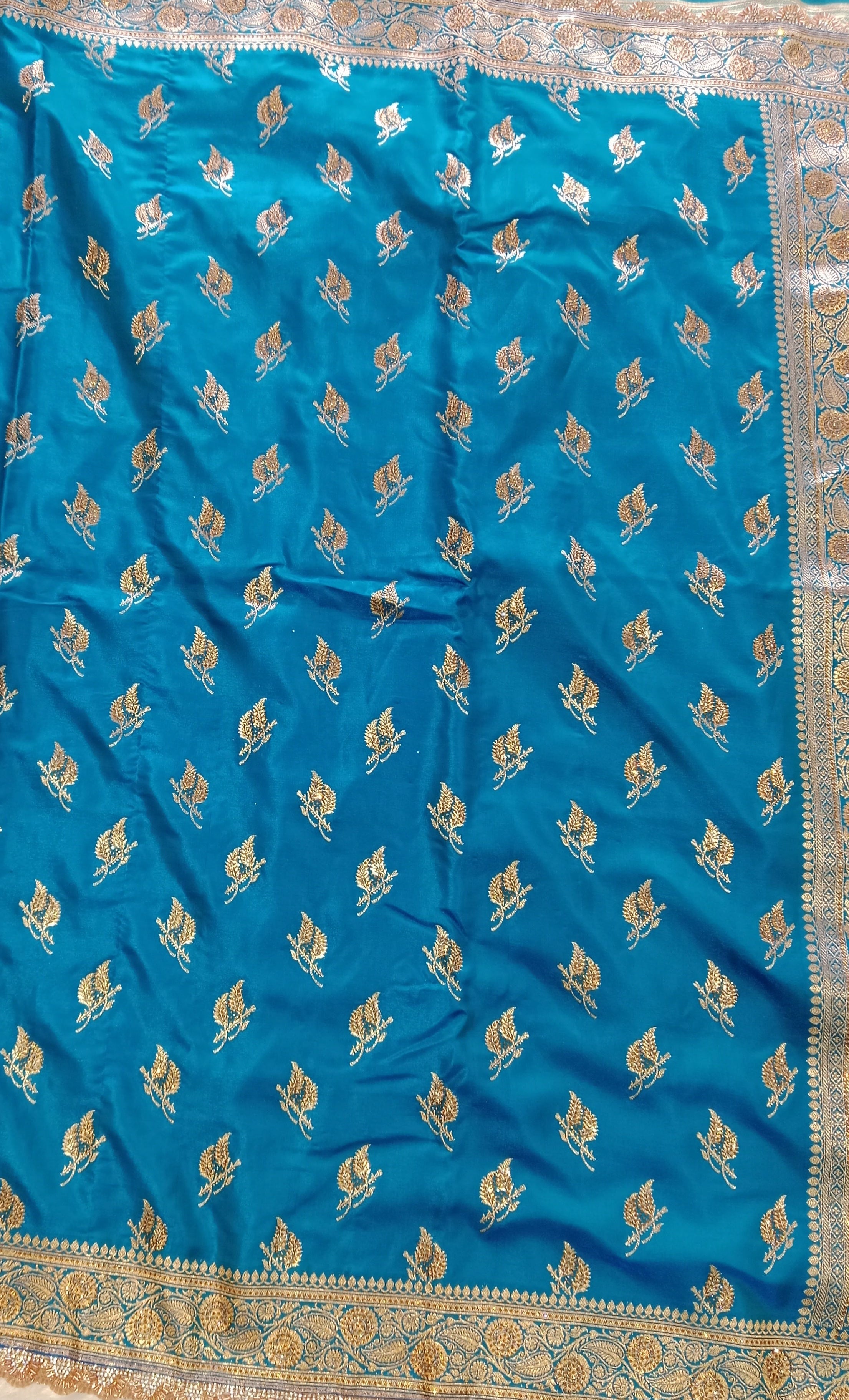 FIROZI TEAL BANARASI SILK SAREE