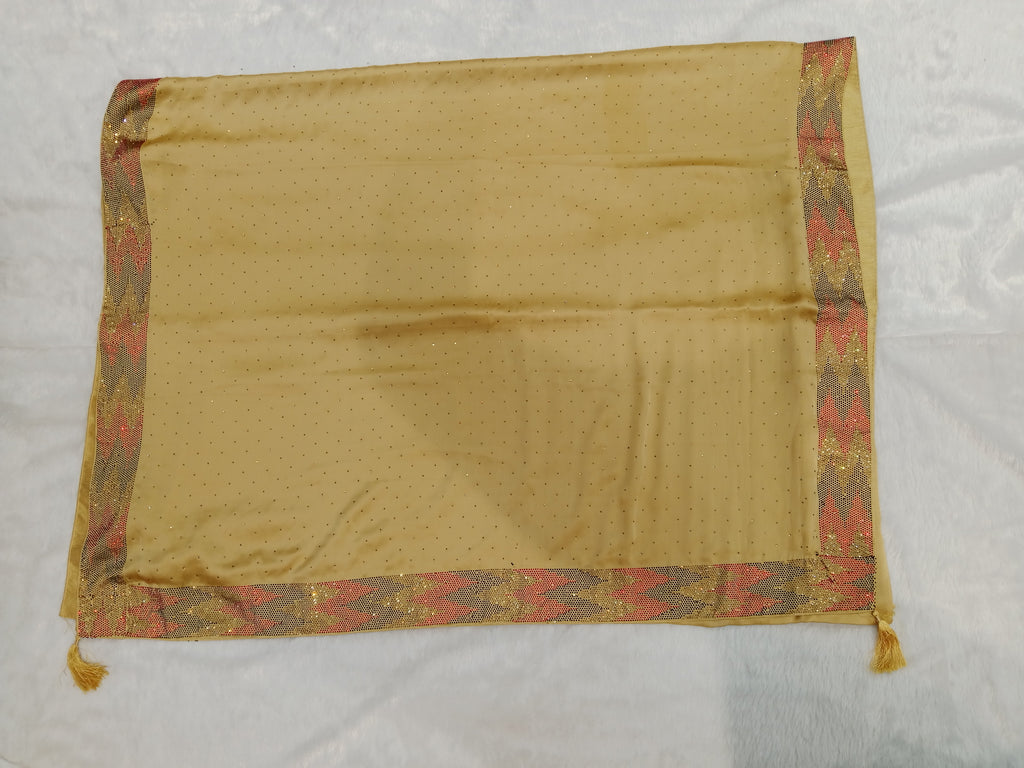 CHAMPAGNE GOLD / BEIGE SATIN SILK SAREE