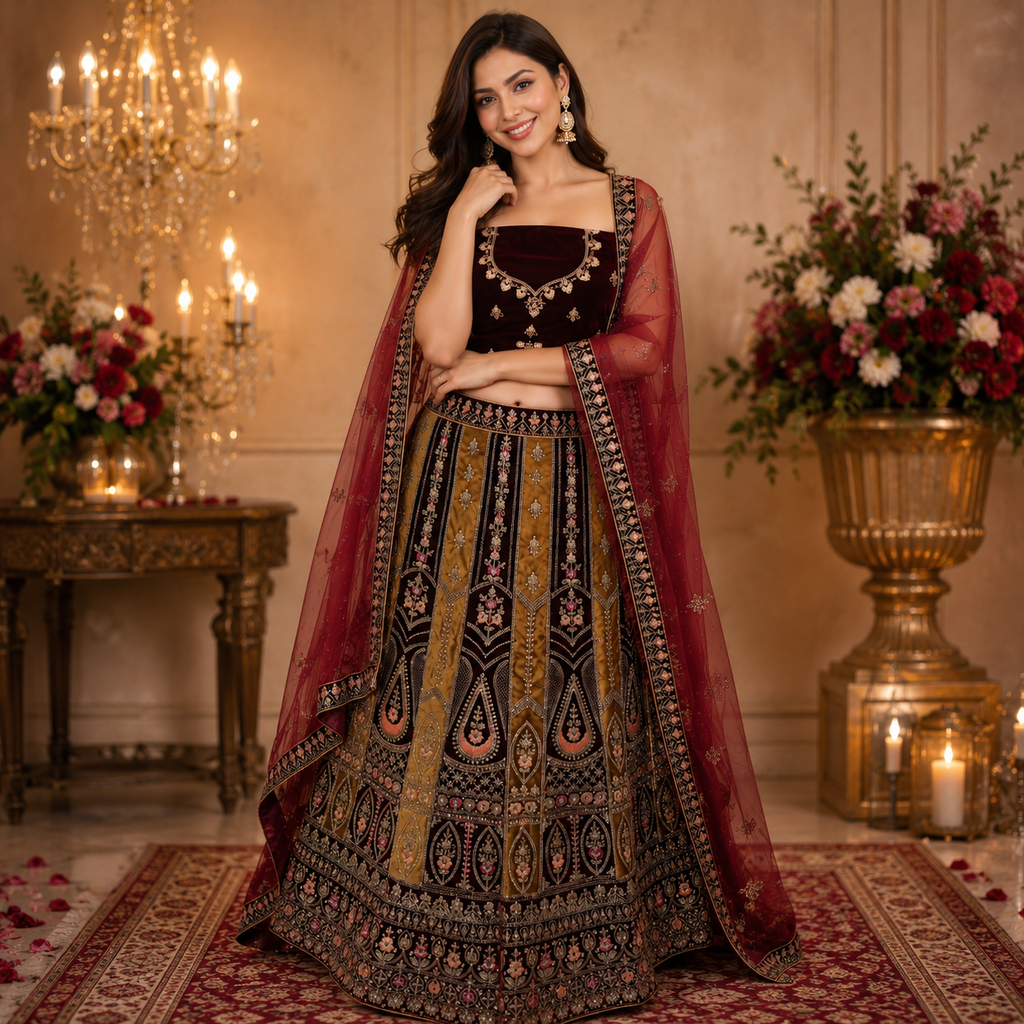 DEEP WINE RAJWADA LEHENGA