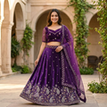 PURPLE VELVET DESIGNER LEHENGA