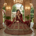 WINE MAROON ROYAL VELVET LEHENGA