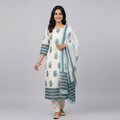 WHITE PURE MAL COTTON PRINTED KURTI SET
