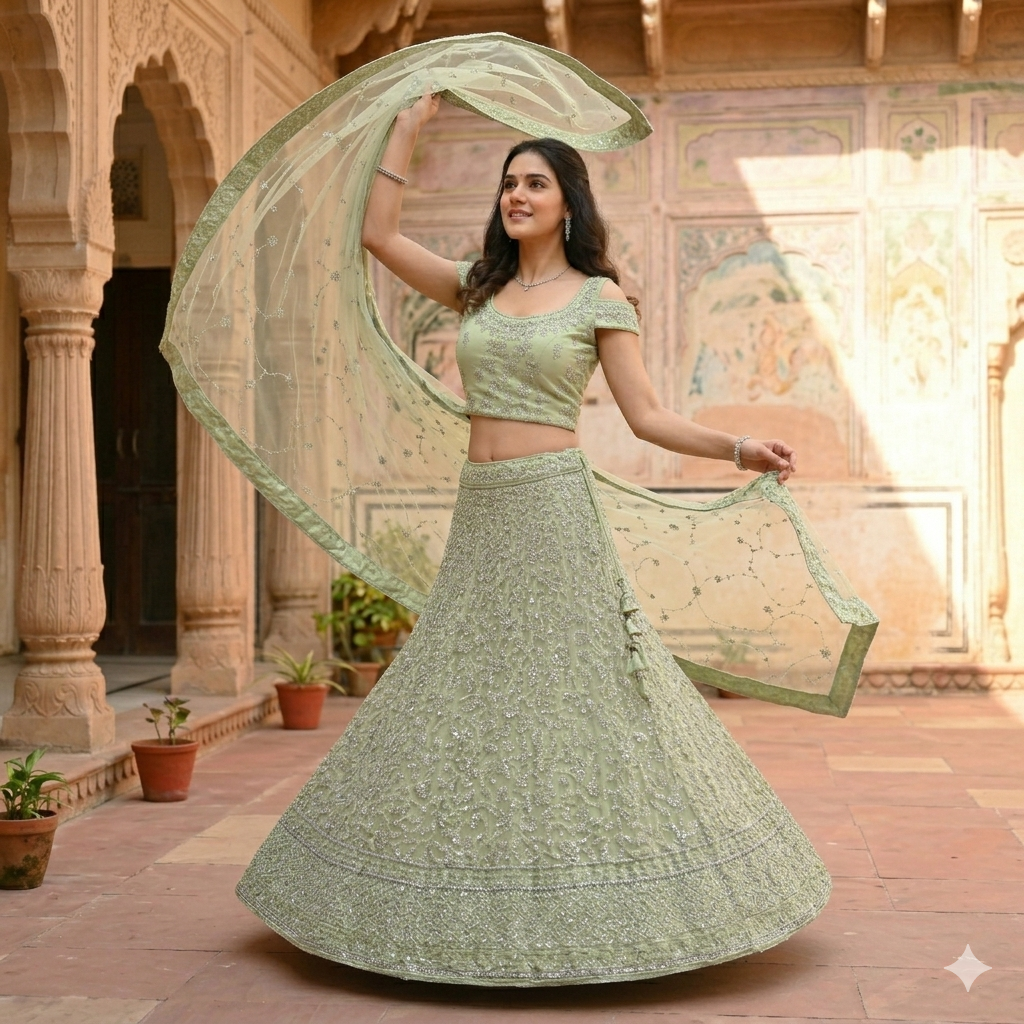 SAGE GREEN LEHENGA