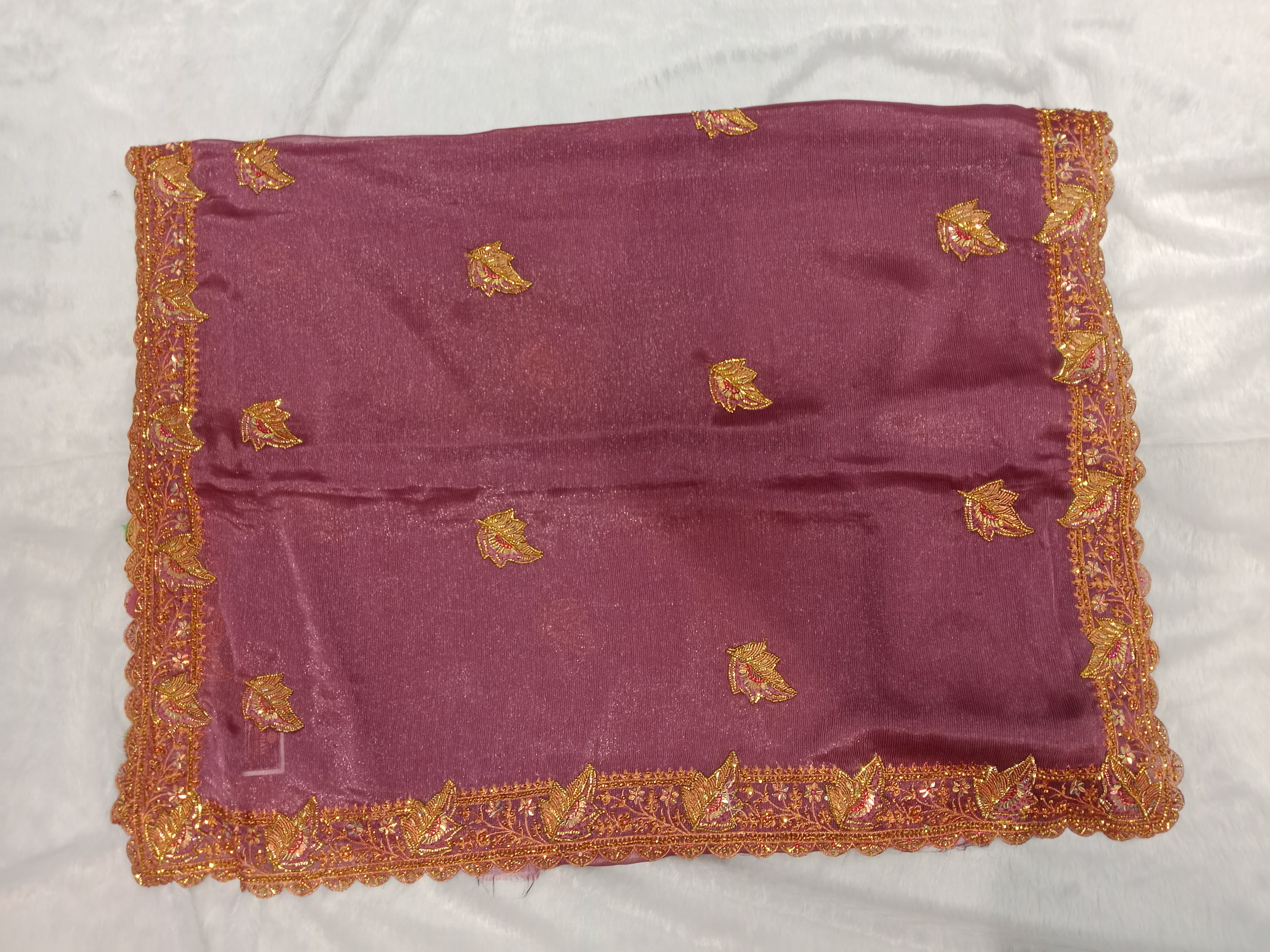 DUSTY MAUVE / ONION PINK GEORGETTE SAREE