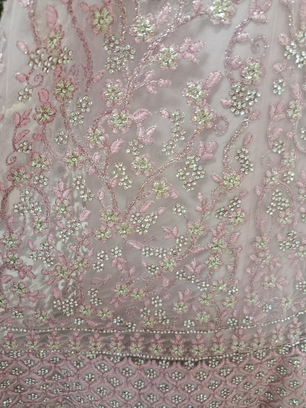 DUSTY ROSE LEHENGA WITH SILVER SEQUIN WORK