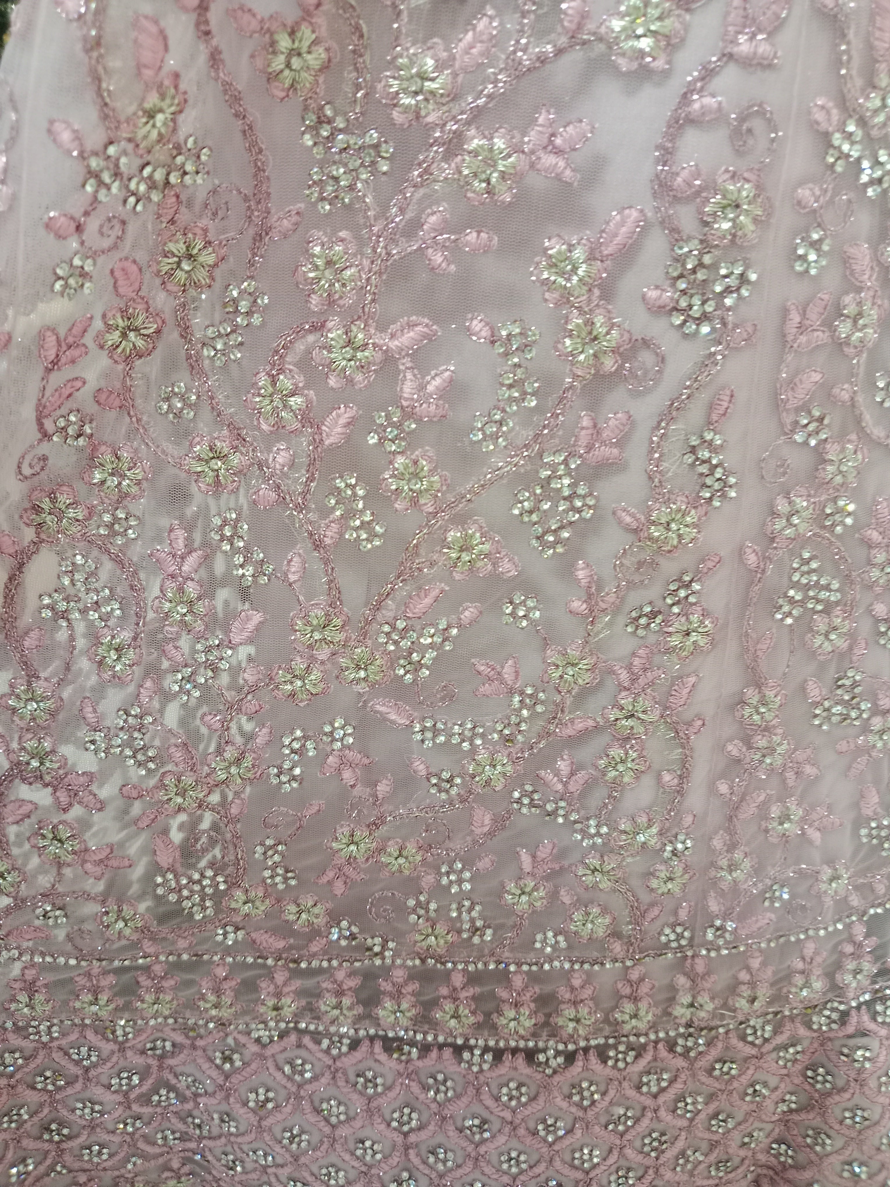 DUSTY ROSE LEHENGA WITH SILVER SEQUIN WORK