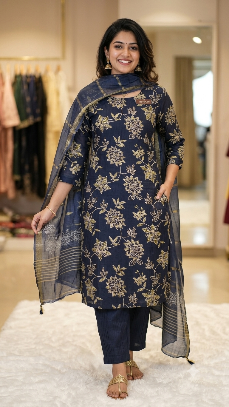 NAVY BLUE KURTI SET