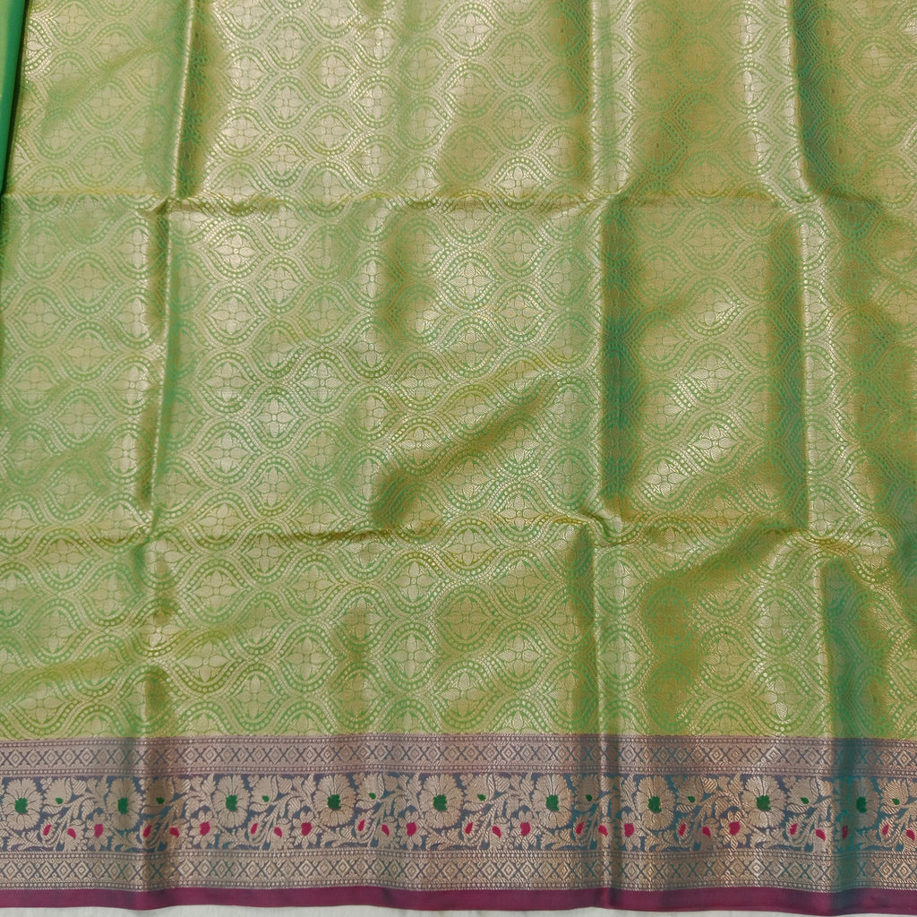 PARROT GREEN BANARASI SILK SAREE
