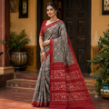GREY SAMBALPURI HANDLOOM COTTON SAREE