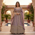 DUSTY LAVENDER LEHENGA WITH GOLD SCALLOP EMBROIDERY
