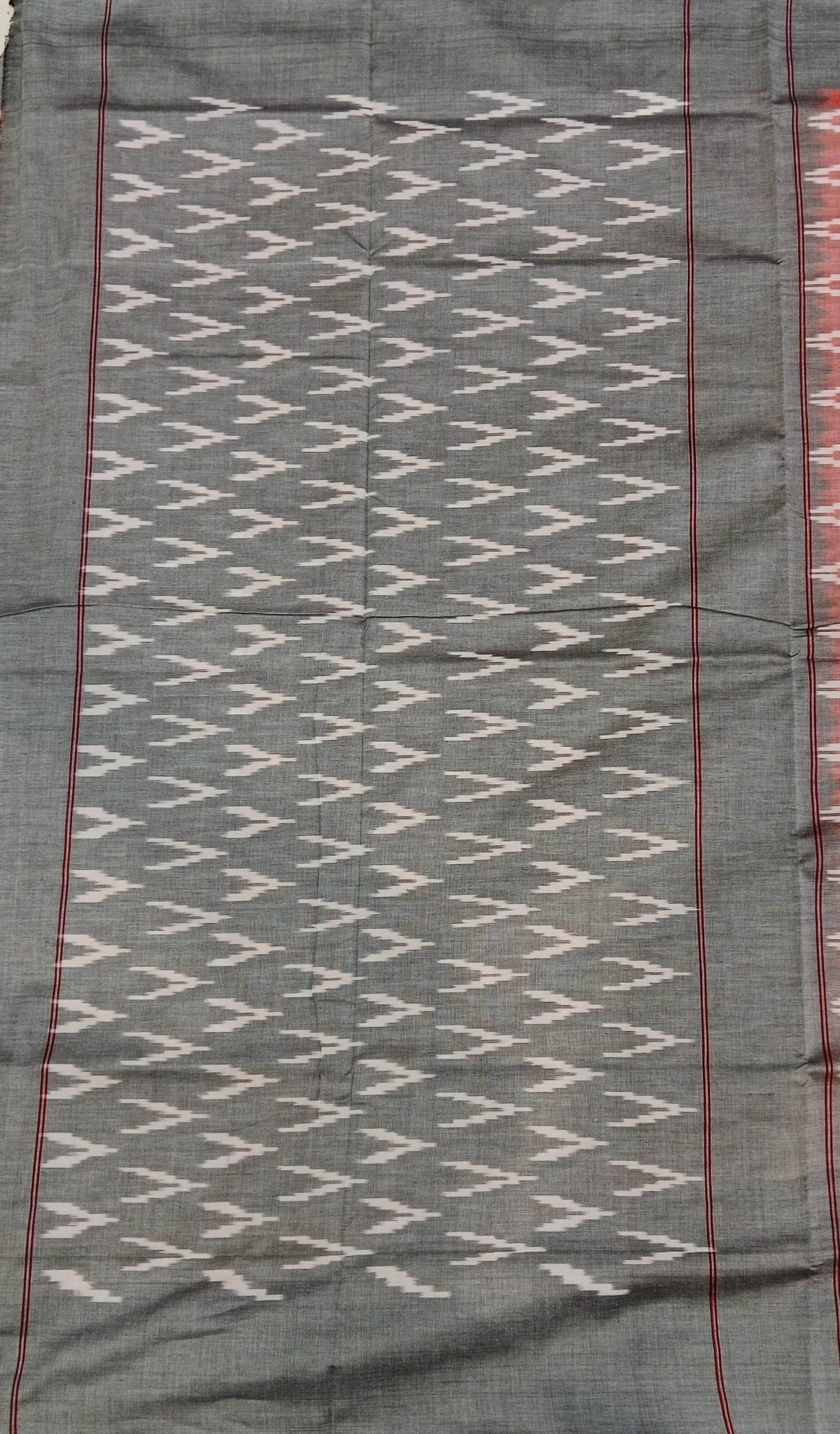 ONION PINK IKAT PRINT SAMBALPURI HANDLOOM COTTON SAREE