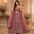MAUVE STRAPLESS LEHENGA