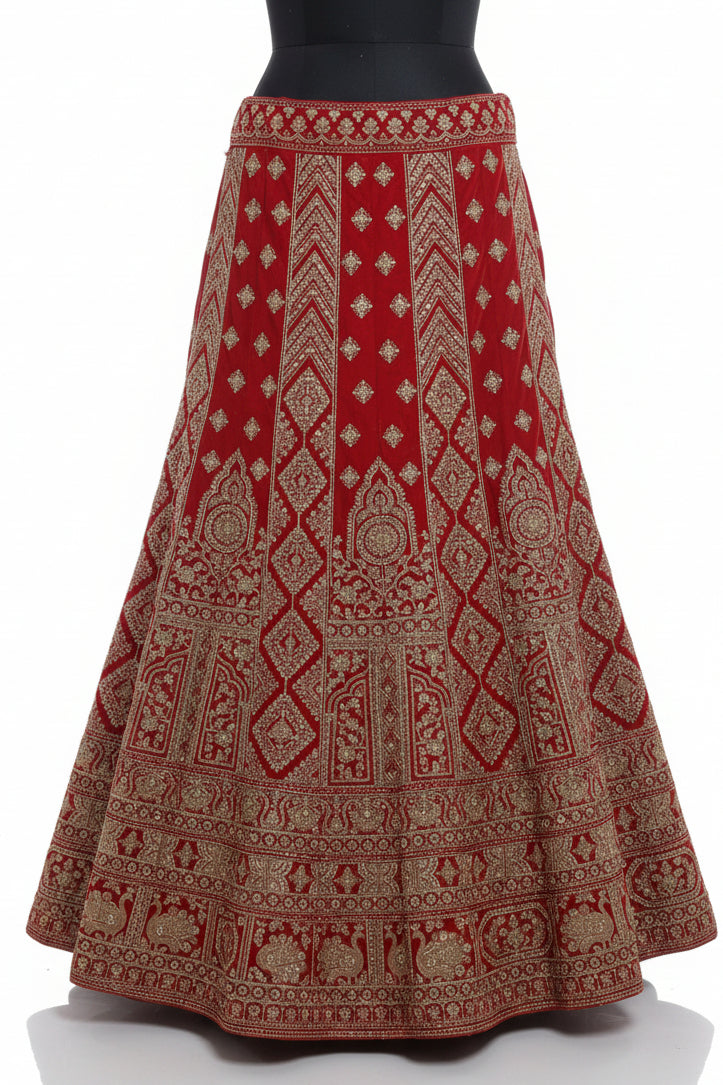 RED LEHENGA WITH HEAVY GOLD ZARI