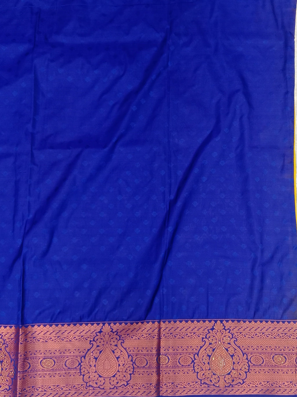 MANGO YELLOW ROYAL PURPLE KANCHIPURAM SILK SAREE