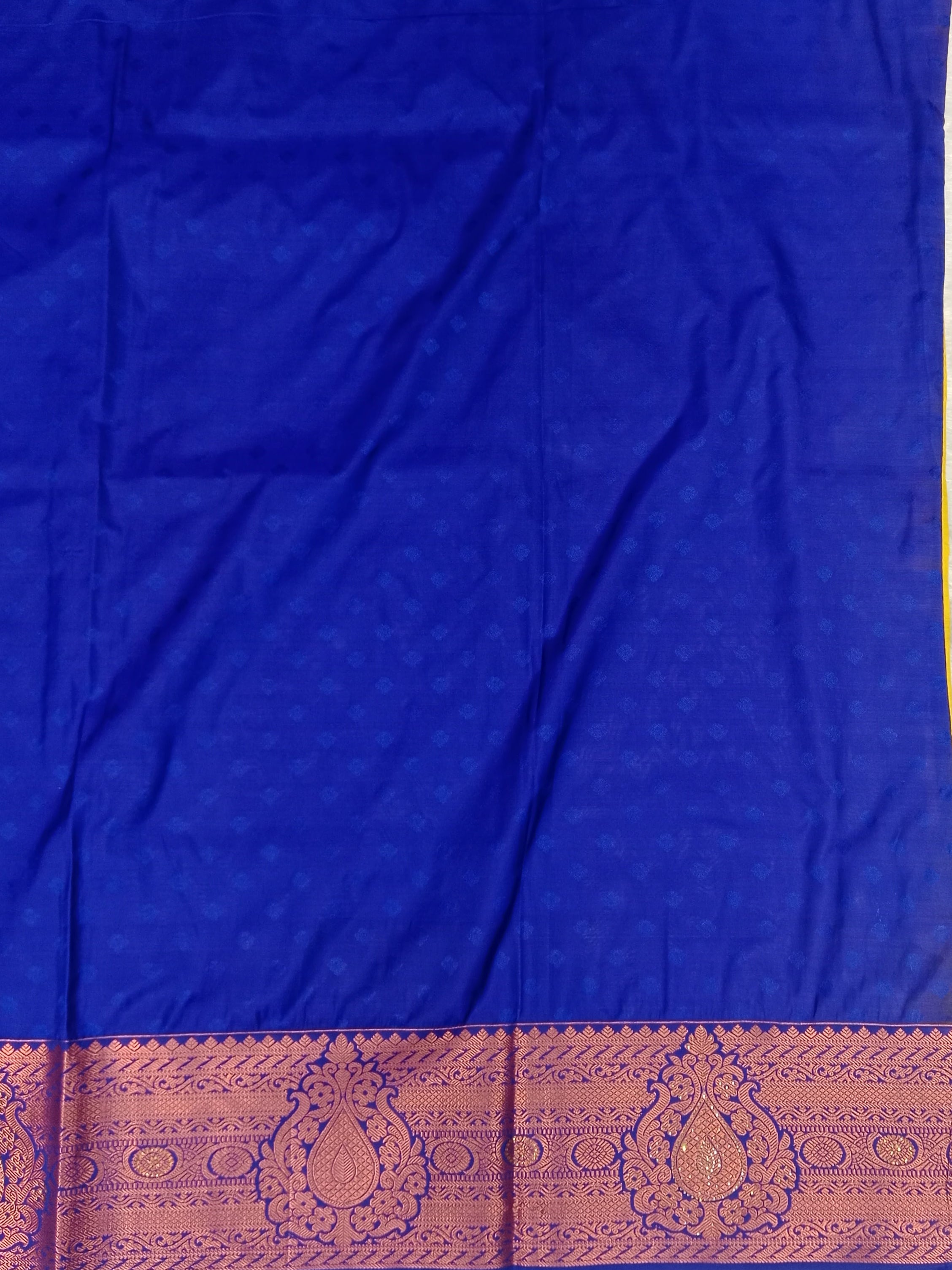 MANGO YELLOW ROYAL PURPLE KANCHIPURAM SILK SAREE